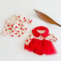 Load image into Gallery viewer, 2 Pieces Set Baby Girls Love heart Print Jackets Outwears And Dresses Wholesale 211116382
