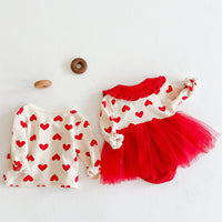 Load image into Gallery viewer, 2 Pieces Set Baby Girls Love heart Print Jackets Outwears And Dresses Wholesale 211116382

