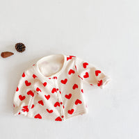 Load image into Gallery viewer, 2 Pieces Set Baby Girls Love heart Print Jackets Outwears And Dresses Wholesale 211116382
