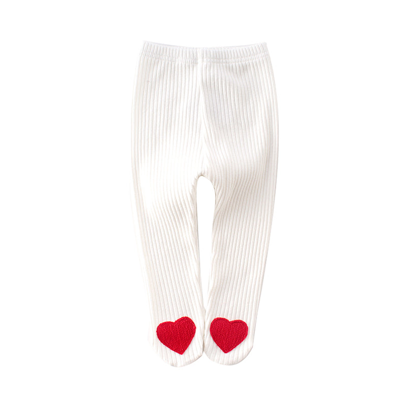Baby Girls Love heart Muslin&Ribbed Pants Leggings Wholesale 211116385