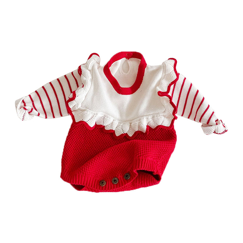 Baby Girls Striped Color-blocking Rompers Wholesale 211116390
