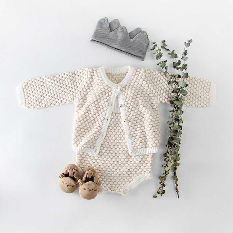 Baby Girls Crochet Rompers Knitwear Cardigan Wholesale 211116396