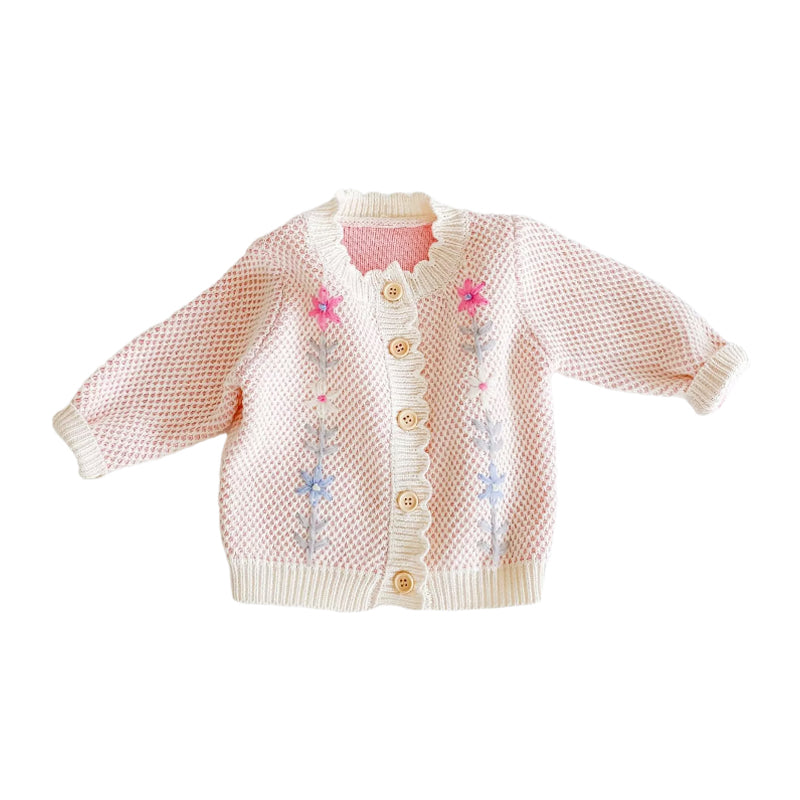 Baby Girls Flower Crochet Embroidered Knitwear Cardigan Wholesale 211116400