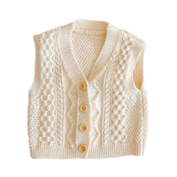 Load image into Gallery viewer, Baby Girls Boys Solid Color Crochet Vests Waistcoats Knitwear Cardigan Wholesale 211116405

