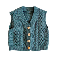 Load image into Gallery viewer, Baby Girls Boys Solid Color Crochet Vests Waistcoats Knitwear Cardigan Wholesale 211116405
