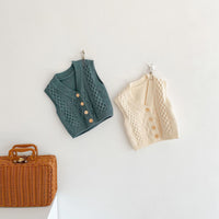 Load image into Gallery viewer, Baby Girls Boys Solid Color Crochet Vests Waistcoats Knitwear Cardigan Wholesale 211116405
