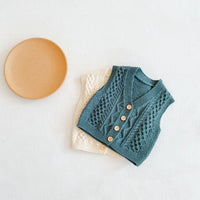 Load image into Gallery viewer, Baby Girls Boys Solid Color Crochet Vests Waistcoats Knitwear Cardigan Wholesale 211116405
