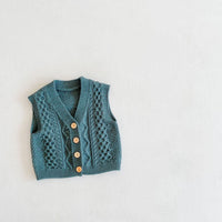 Load image into Gallery viewer, Baby Girls Boys Solid Color Crochet Vests Waistcoats Knitwear Cardigan Wholesale 211116405
