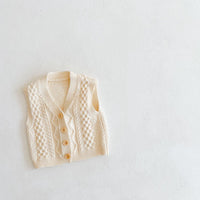 Load image into Gallery viewer, Baby Girls Boys Solid Color Crochet Vests Waistcoats Knitwear Cardigan Wholesale 211116405
