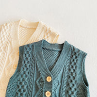 Load image into Gallery viewer, Baby Girls Boys Solid Color Crochet Vests Waistcoats Knitwear Cardigan Wholesale 211116405
