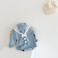 Load image into Gallery viewer, Baby Girls Striped Bow Crochet Rompers Knitwear Wholesale 211116406
