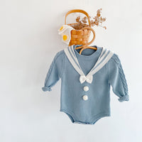 Load image into Gallery viewer, Baby Girls Striped Bow Crochet Rompers Knitwear Wholesale 211116406
