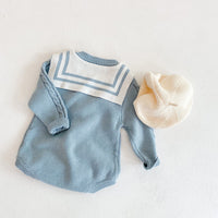 Load image into Gallery viewer, Baby Girls Striped Bow Crochet Rompers Knitwear Wholesale 211116406
