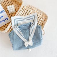 Load image into Gallery viewer, Baby Girls Striped Bow Crochet Rompers Knitwear Wholesale 211116406
