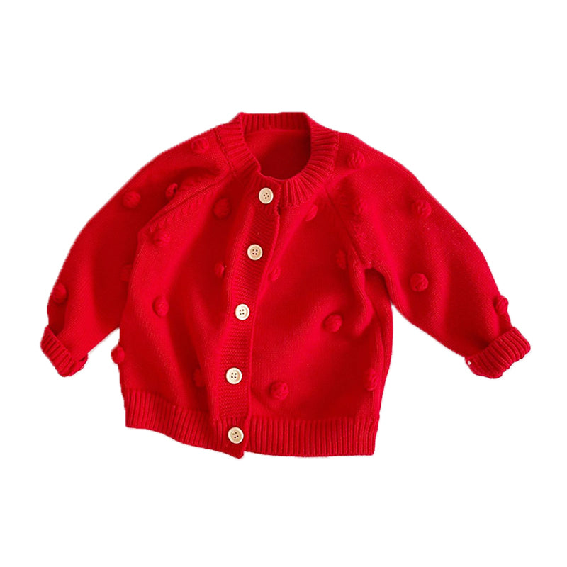 Baby Girls Solid Color Knitwear Cardigan Wholesale 211116409
