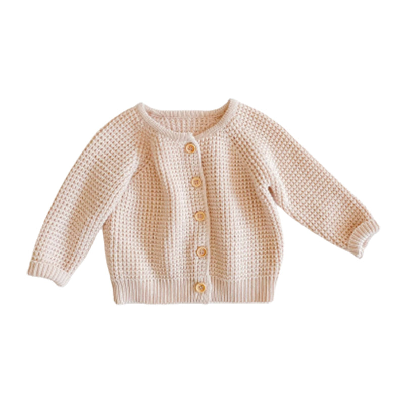 Baby Girls Solid Color Crochet Rompers Knitwear Cardigan Wholesale 211116418
