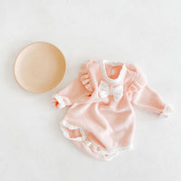 Load image into Gallery viewer, Baby Girls Color-blocking Bow Crochet Rompers Wholesale 211116425
