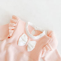 Load image into Gallery viewer, Baby Girls Color-blocking Bow Crochet Rompers Wholesale 211116425
