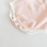 Load image into Gallery viewer, Baby Girls Color-blocking Bow Crochet Rompers Wholesale 211116425
