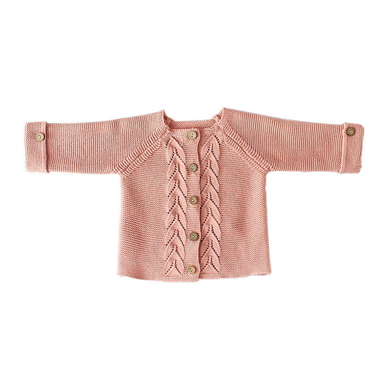 Baby Girls Solid Color Crochet Jackets Outwears Rompers Wholesale 211116426