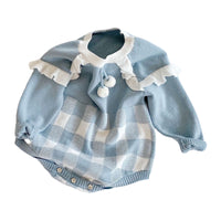 Load image into Gallery viewer, Baby Girls Checked Crochet Rompers Wholesale 211116429
