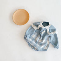 Load image into Gallery viewer, Baby Girls Checked Crochet Rompers Wholesale 211116429
