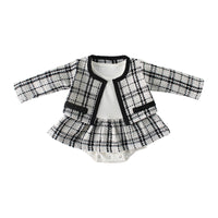 Load image into Gallery viewer, 2 Pieces Set Baby Girls Checked Outwears And Rompers Wholesale 211116430
