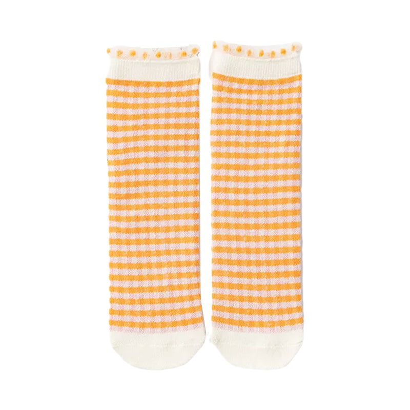 Baby Kid Girls Boys Color-blocking Checked Lace Print Accessories Socks Wholesale 211122155