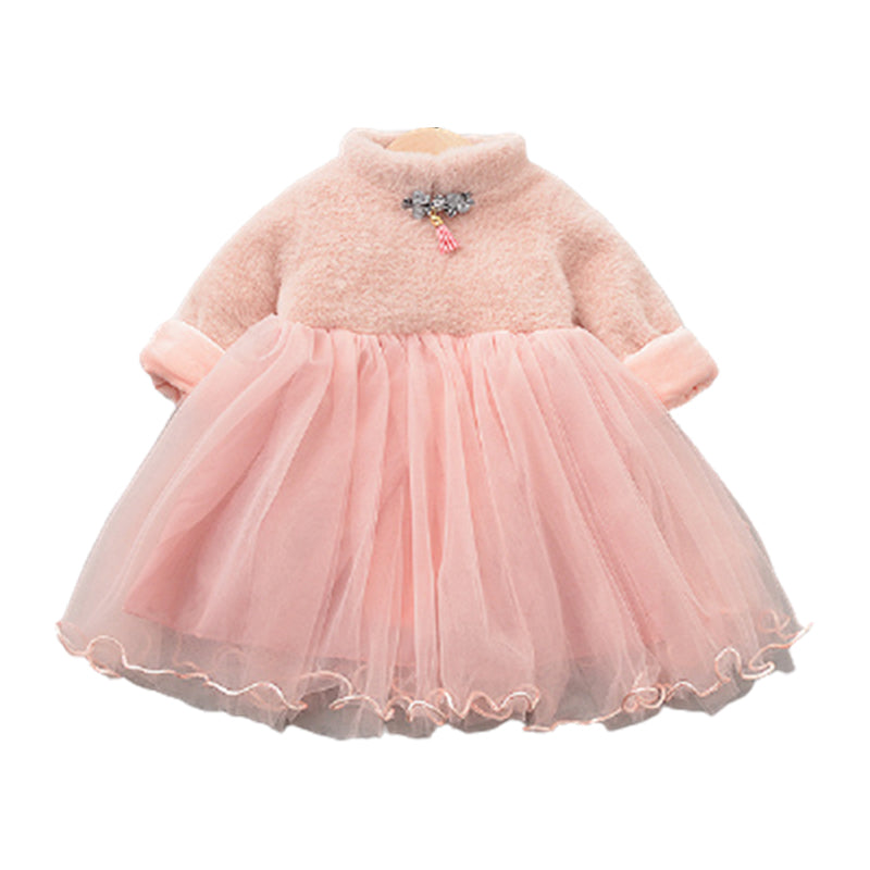 Kid Girls Solid Color Dresses Wholesale 21112512