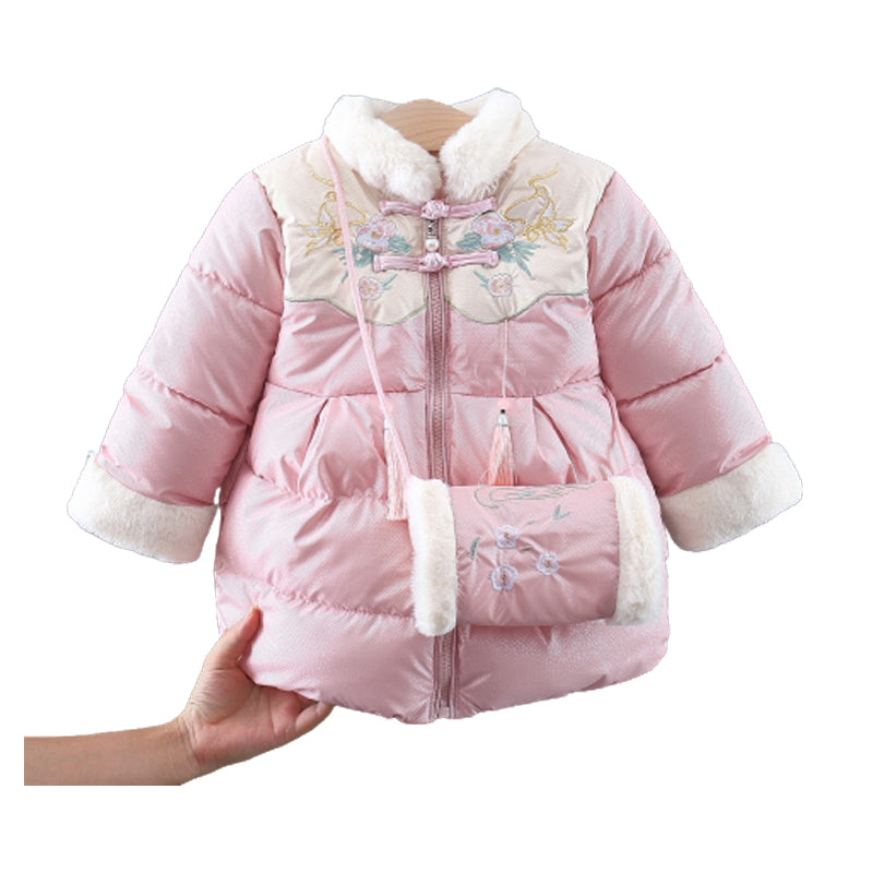 Baby Kid Girls Flower Embroidered Jackets Outwears And Bag Wholesale 2111251253