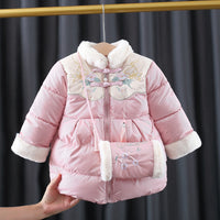 Load image into Gallery viewer, Baby Kid Girls Flower Embroidered Jackets Outwears And Bag Wholesale 2111251253
