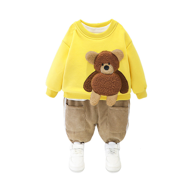 2 Pieces Set Baby Kid Girls Boys Cartoon Tops And Letters Color-blocking Pants Wholesale 21112517