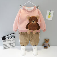Load image into Gallery viewer, 2 Pieces Set Baby Kid Girls Boys Cartoon Tops And Letters Color-blocking Pants Wholesale 21112517
