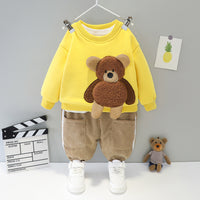 Load image into Gallery viewer, 2 Pieces Set Baby Kid Girls Boys Cartoon Tops And Letters Color-blocking Pants Wholesale 21112517
