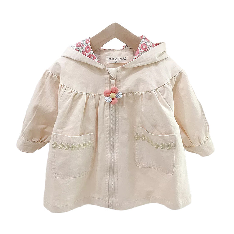 Baby Kid Girls Solid Color Flower Embroidered Jackets Outwears Wholesale 211125298