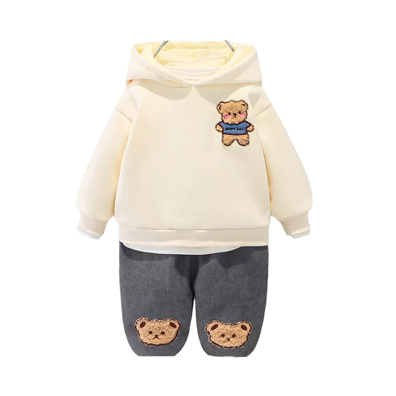 2 Pieces Set Baby Kid Girls Boys Animals Embroidered Hoodies Swearshirts And Cartoon Pants Wholesale 211125358