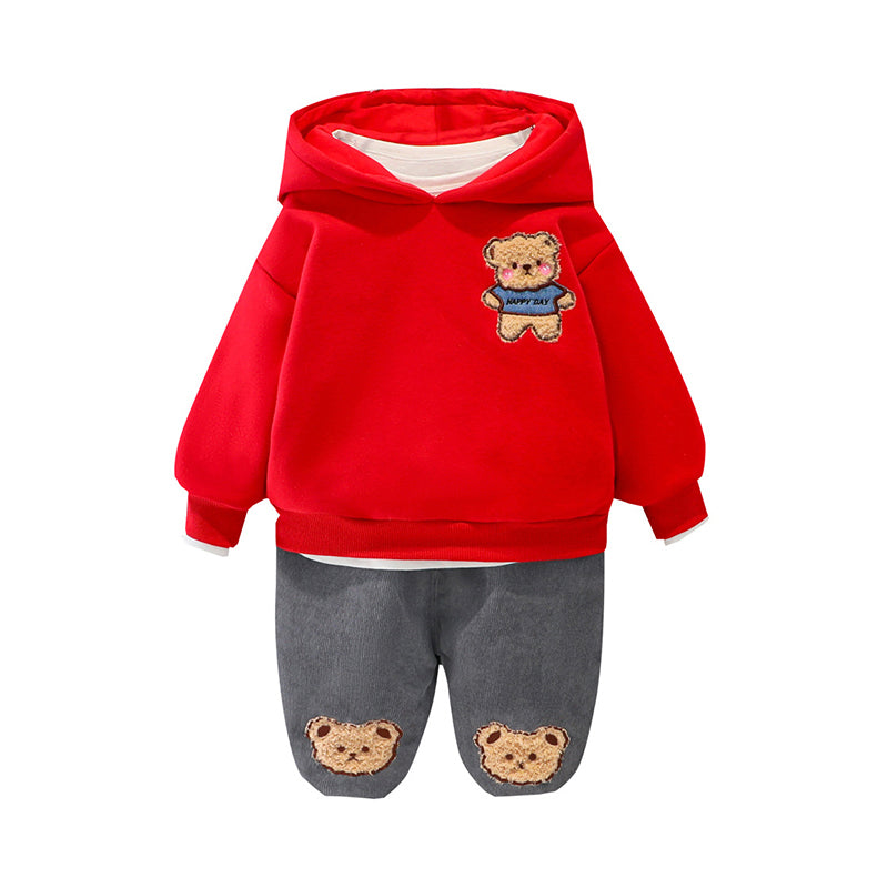 2 Pieces Set Baby Kid Girls Boys Animals Embroidered Hoodies Swearshirts And Cartoon Pants Wholesale 211125358