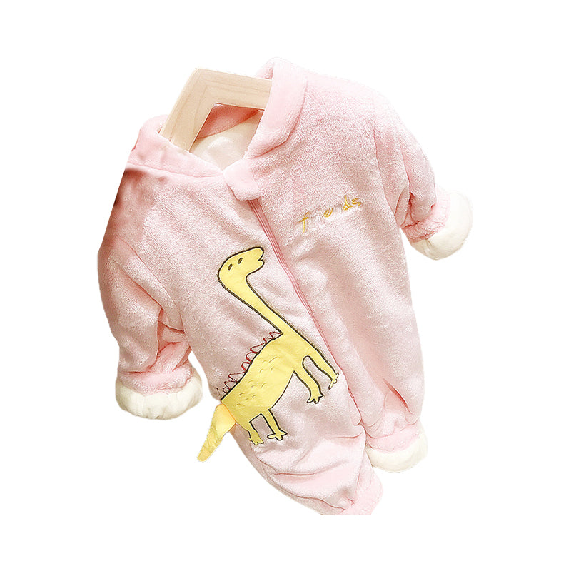 Baby Kid Girls Boys Letters Dinosaur Cartoon Embroidered Jumpsuits Sleepwears Wholesale 21112539