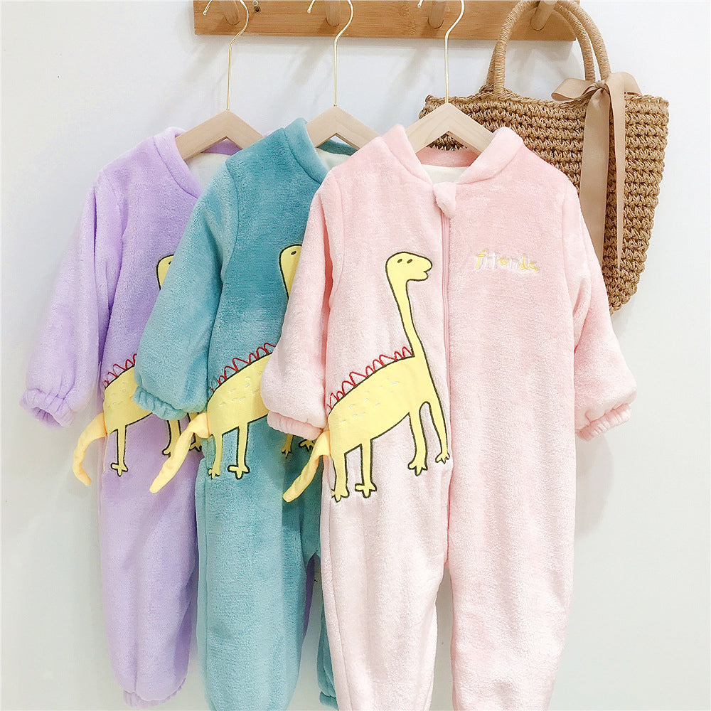 Baby Kid Girls Boys Letters Dinosaur Cartoon Embroidered Jumpsuits Sleepwears Wholesale 21112539