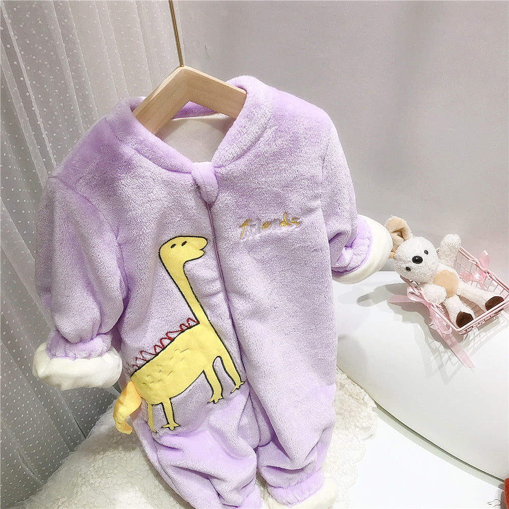 Baby Kid Girls Boys Letters Dinosaur Cartoon Embroidered Jumpsuits Sleepwears Wholesale 21112539