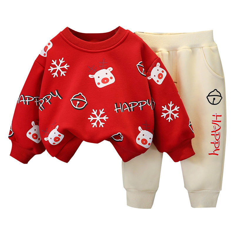 2 Pieces Set Baby Kid Girls Christmas Cartoon Print Hoodies Swearshirts And Letters Pants Wholesale 211125413