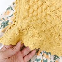 Load image into Gallery viewer, Baby Kid Girls Flower Print Dresses And Solid Color Vests Waistcoats Knitwear Wholesale 211125451
