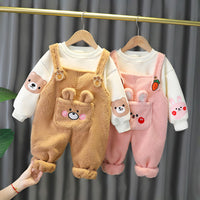 Load image into Gallery viewer, 2 Pieces Set Baby Kid Girls Boys Animals Cartoon Print Tops And Embroidered Jumpsuits Wholesale c
