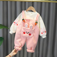 Load image into Gallery viewer, 2 Pieces Set Baby Kid Girls Boys Animals Cartoon Print Tops And Embroidered Jumpsuits Wholesale c

