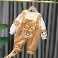 Load image into Gallery viewer, 2 Pieces Set Baby Kid Girls Boys Animals Cartoon Print Tops And Embroidered Jumpsuits Wholesale c
