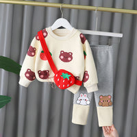Load image into Gallery viewer, 2 Pieces Set Baby Kid Girls Fruit Print Tops And Color-blocking Pants Wholesale 211125538
