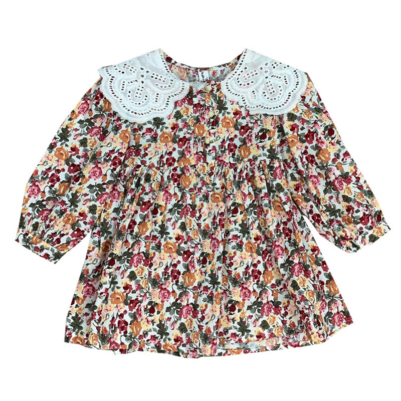 Baby Kid Girls Flower Lace Print Dresses Wholesale 211125560