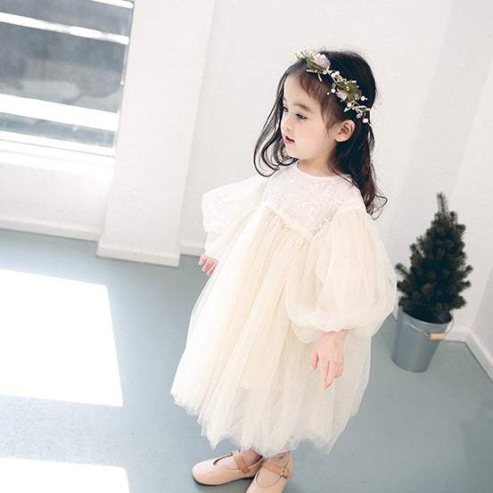 Baby Kid Girls Solid Color Embroidered Dresses Wholesale 21120301