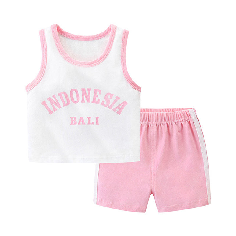 2 Pieces Set Baby Kid Girls Letters Tank Tops And Shorts Wholesale 211203195