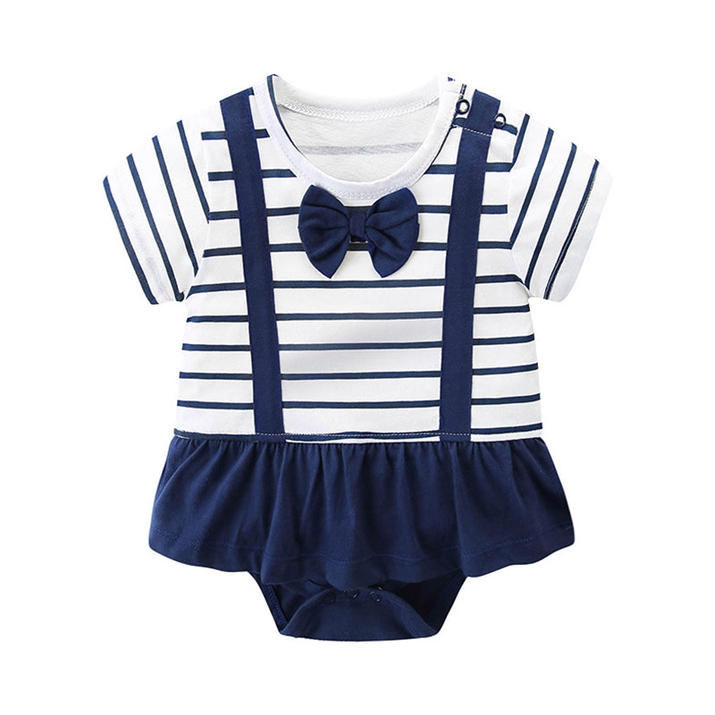 Baby Girls Striped Bow Rompers Wholesale 211203200